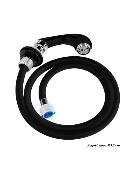 Black hand shower for a hairdressing wash stand