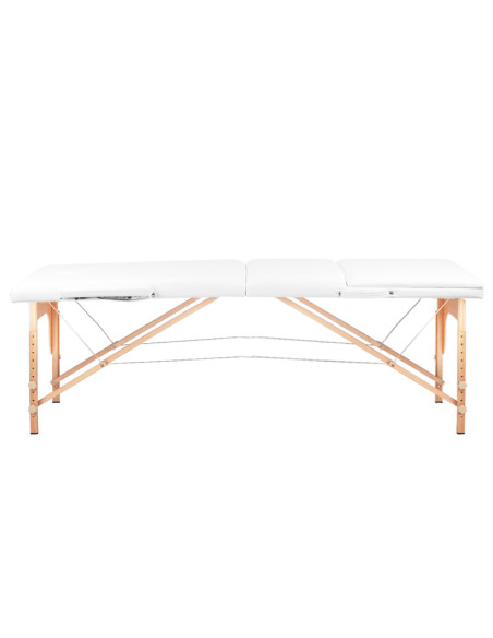 3-section folding massage table, wood comfort, white