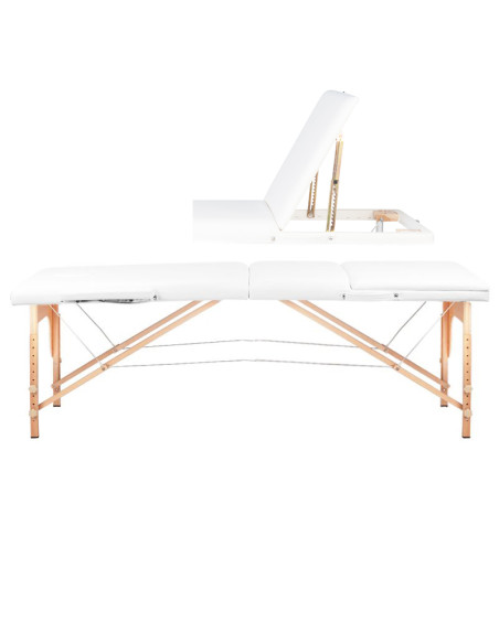 3-section folding massage table, wood comfort, white