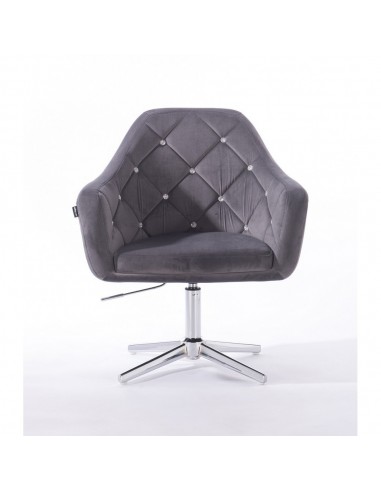 Hroove Salon Chair - Grey Velour BFHR830CROSS