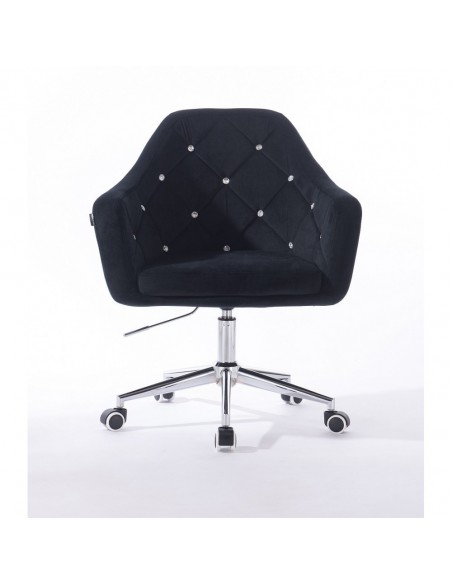 Hroove Salon Chair On Wheels - Black Velour Bella Furniture Ireland BFHR830CK