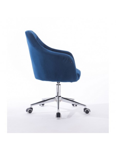 Hroove Salon Chair On Wheels - Blue Velour Bella Furniture Ireland BFHR830CK