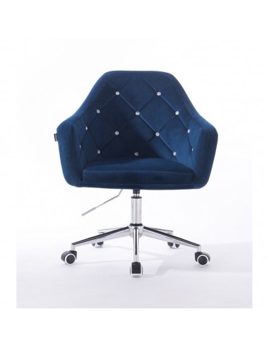 Hroove Salon Chair On Wheels - Blue Velour Bella Furniture Ireland BFHR830CK