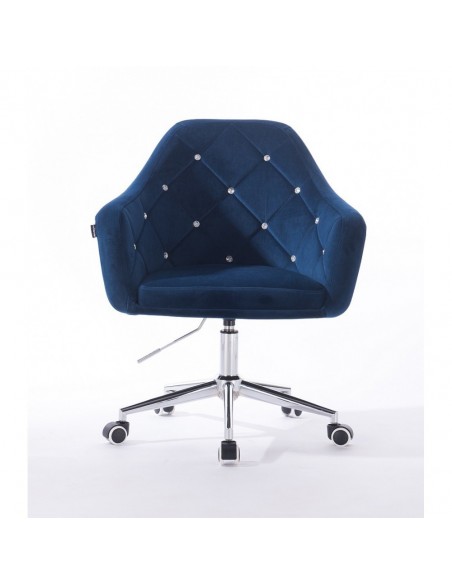 Hroove Salon Chair On Wheels - Blue Velour Bella Furniture Ireland BFHR830CK
