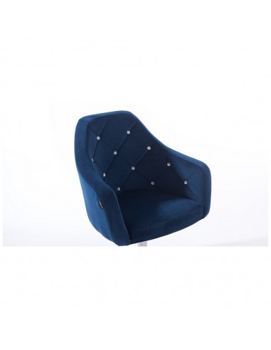 Hroove Salon Chair On Wheels - Blue Velour Bella Furniture Ireland BFHR830CK