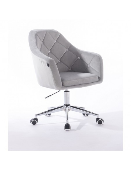 Hroove Salon Chair On Wheels - Light Grey Velour Bella Furniture Ireland BFHR830CK