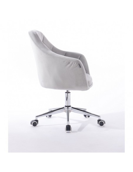 Hroove Salon Chair On Wheels - Light Grey Velour Bella Furniture Ireland BFHR830CK