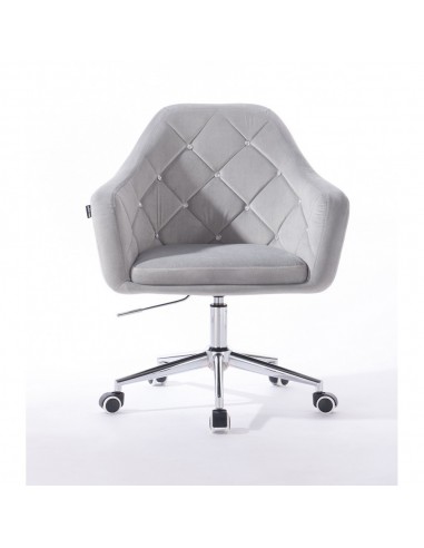 Hroove Salon Chair On Wheels - Light Grey Velour Bella Furniture Ireland BFHR830CK