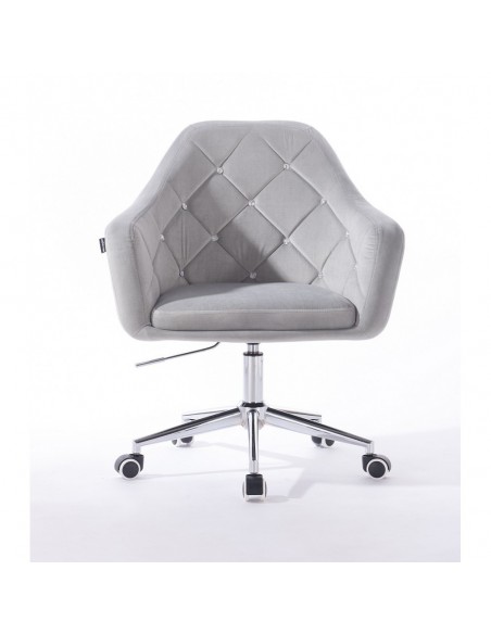Hroove Salon Chair On Wheels - Light Grey Velour Bella Furniture Ireland BFHR830CK