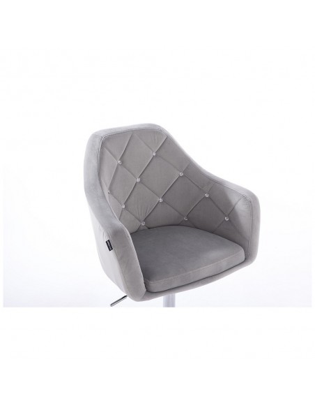 Hroove Salon Chair On Wheels - Light Grey Velour Bella Furniture Ireland BFHR830CK