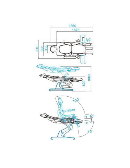 Electric cosmetic chair azzurro 870s pedi 3 strong cappuccino