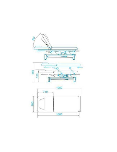 Electric bed for massage azzurro 684 1 strong White