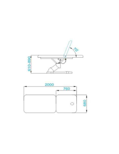 Electric bed for massage azzurro 808 2 pot. White