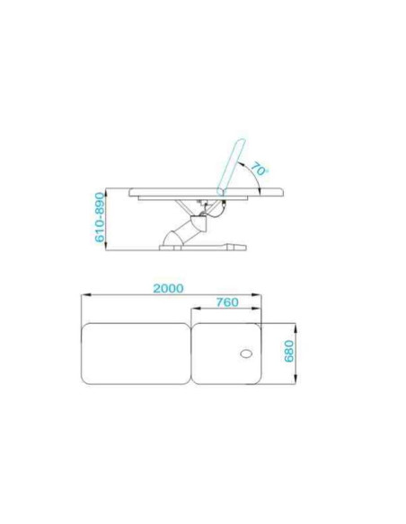 Electric bed for massage azzurro 808 2 pot. White