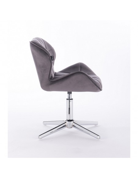 Hroove Salon Chair - Grey Velour Bella Furniture Ireland BFHR111CROSS