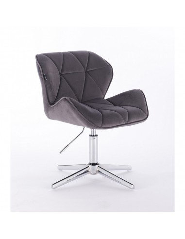 Hroove Salon Chair - Grey Velour Bella Furniture Ireland BFHR111CROSS