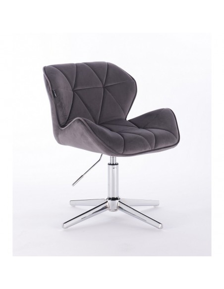 Hroove Salon Chair - Grey Velour Bella Furniture Ireland BFHR111CROSS