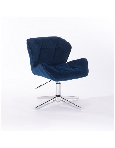 Hroove Salon Chair - Blue Velour Bella Furniture Ireland BFHR111CROSS