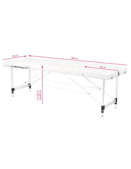 3-section aluminum comfort massage table, white