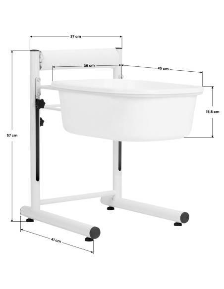 Height-adjustable pedicure tray, white