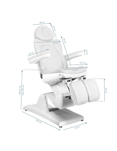 Electric cosmetic chair azzurro 870s pedi 3 strong white