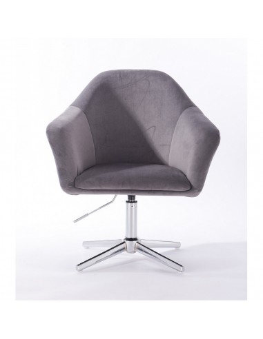 Hroove Salon Chair - Grey Velour Bella Furniture Ireland BFHR547CROSS