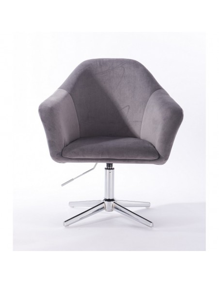 Hroove Salon Chair - Grey Velour Bella Furniture Ireland BFHR547CROSS