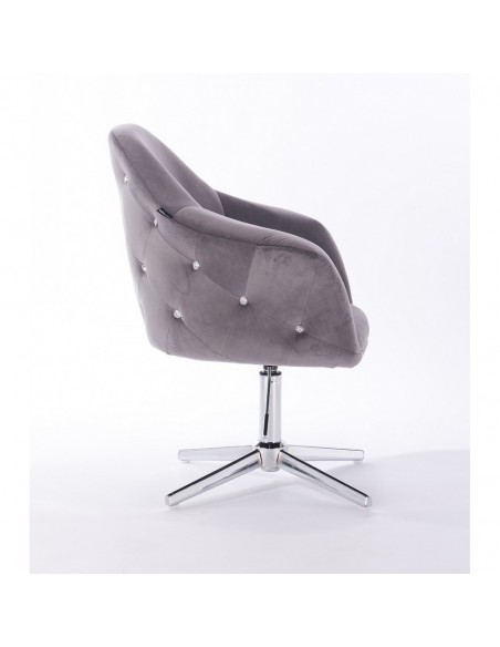 Hroove Salon Chair - Grey Velour Bella Furniture Ireland BFHR547CROSS
