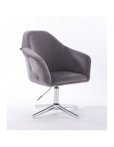 Hroove Salon Chair - Grey Velour Bella Furniture Ireland BFHR547CROSS