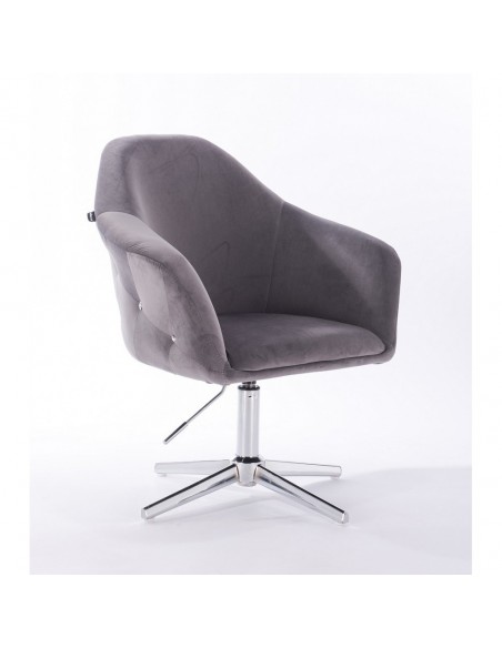Hroove Salon Chair - Grey Velour Bella Furniture Ireland BFHR547CROSS