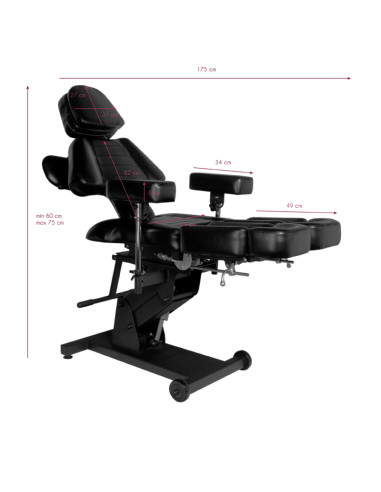 Electric tattoo chair pro ink 606 black