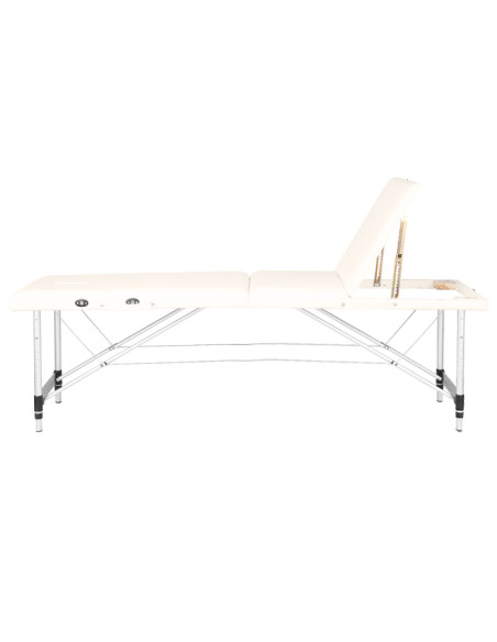 Folding massage table, aluminum comfort, 3-section cream