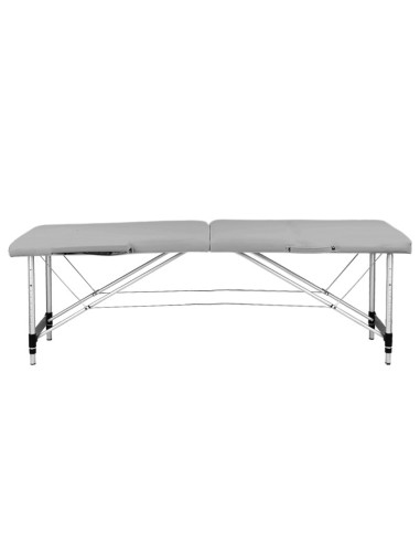 Folding massage table, aluminum, 2-section, gray, comfort