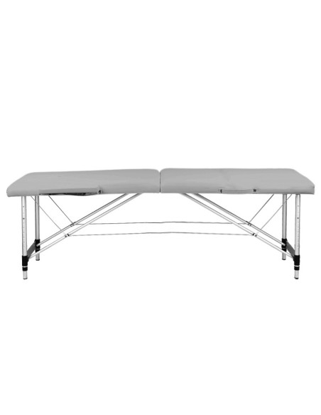 Folding massage table, aluminum, 2-section, gray, comfort