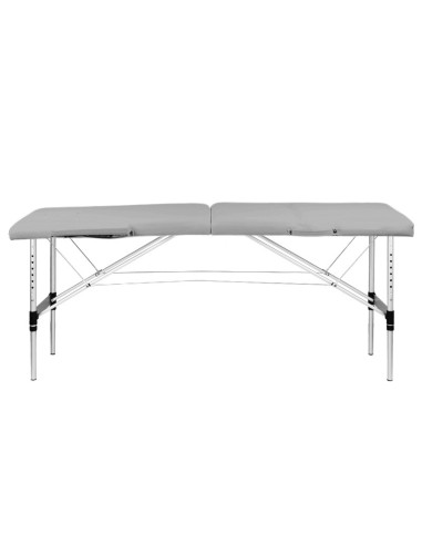 Folding massage table, aluminum, 2-section, gray, comfort