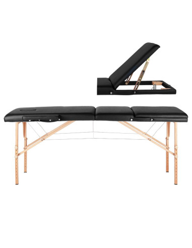 3-section black comfort massage table, wood comfort