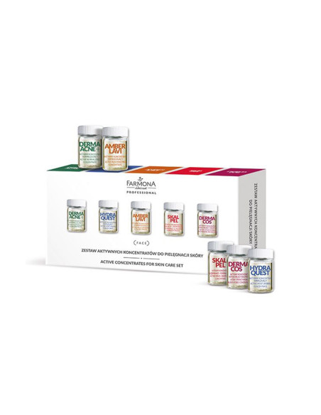 Farmona set of active skin care concentrates (derma acne + * 2, hydra quest * 2, amber lavi * 2, scalpel * 2, dermacos * 2) 10x5