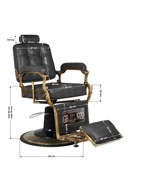 Gabbiano barber chair Boss HD Old Leather black