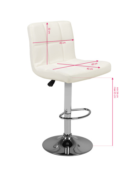 Bar stool m06 quilted adjustable white