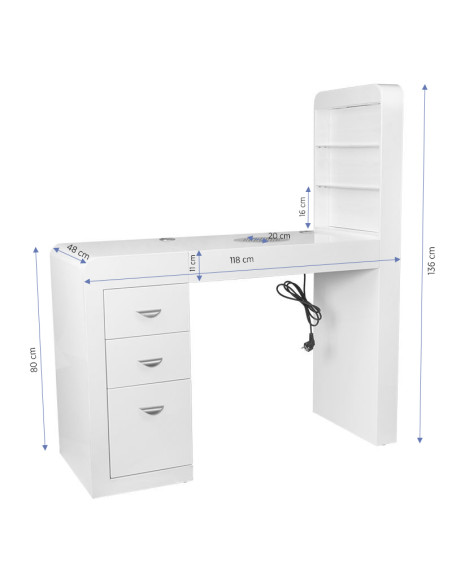 Cosmetic desk 310 white left