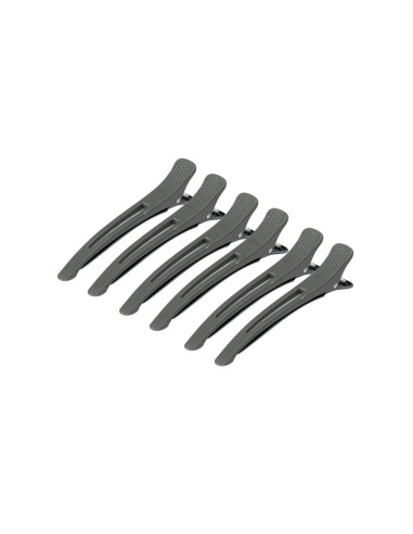 Clamps hairdressing clips for hair e-12b 6 pcs 11.5 cm gray