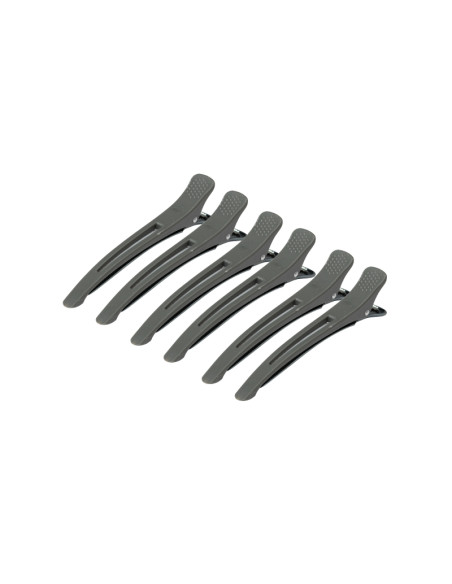 Clamps hairdressing clips for hair e-12b 6 pcs 11.5 cm gray