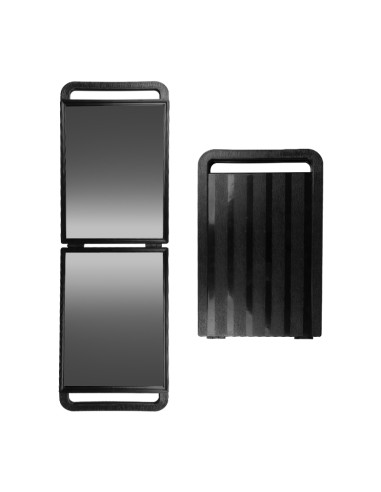 Double folding hairdressing mirror