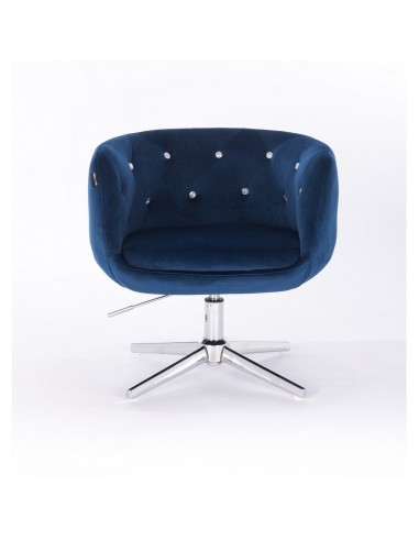 Hroove Salon Chair - Blue Velour Bella Furniture Ireland BFHR333CROSS