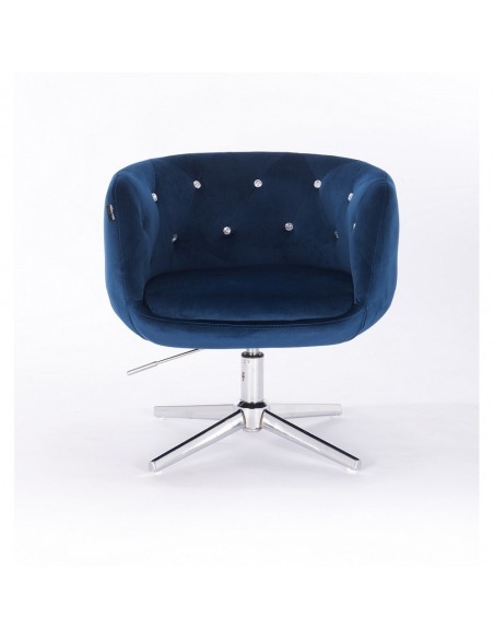 Hroove Salon Chair - Blue Velour Bella Furniture Ireland BFHR333CROSS