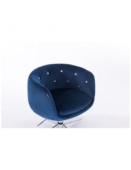 Hroove Salon Chair - Blue Velour Bella Furniture Ireland BFHR333CROSS