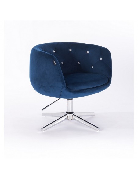 Hroove Salon Chair - Blue Velour Bella Furniture Ireland BFHR333CROSS