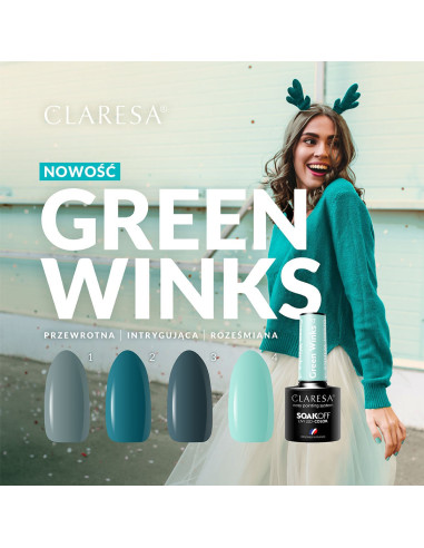 CLARESA hybrid polish GREEN WINKS 3 -5g