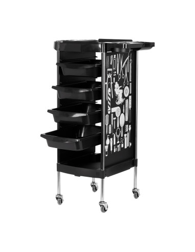 GABBIANO HAIRDRESSER TROLLEY X11-9 BLACK GRAPHICS