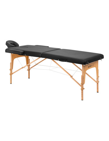 WOODEN FOLDING MASSAGE TABLE COMFORT ACTIV FIZJO LUX 2-SECTIONS 190X70 BLACK  